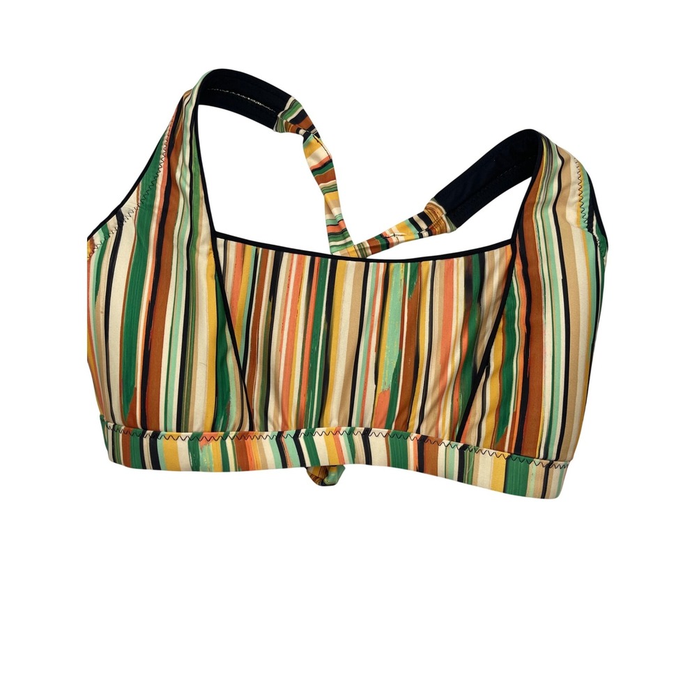 BECCA ETC Sample Piece Multi Color With Stripes Bandeau Swim Top Women's Size 1X